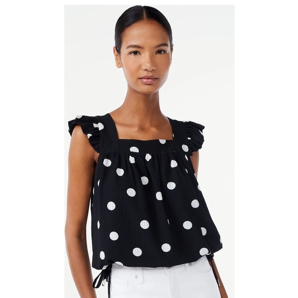 NWOT Small Scoop Women's Flutter Sleeve Top with Tie Hem - Picture 1 of 8